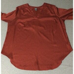 Worthington Woman Size 2X red Polyester Tunic Top Blouse V Neck Lightweight
